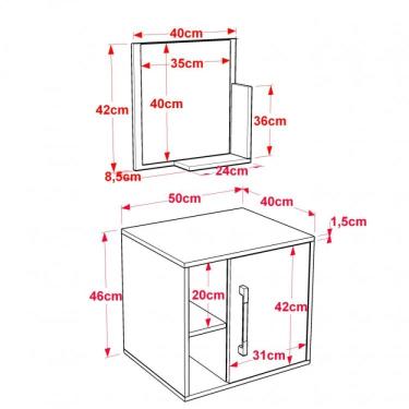 Imagem de Conjunto Para Banheiro Gabinete Com Cuba Quadrada Q32 E Espelheira Soft 500w Compace