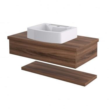 Imagem de Bancada para Banheiro 80cm com Cuba Aria e Prateleira 805w Metrópole Compace