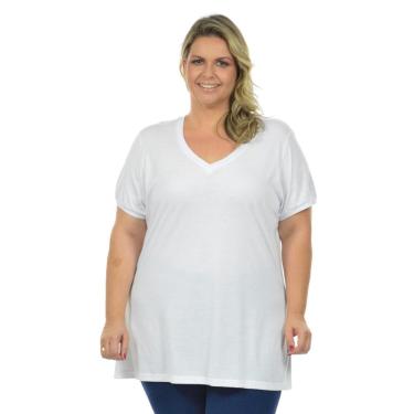 Imagem de Blusa feminina decote v malha fria plus size fenomenal(sem elasticidade) Laranja 56-Unissex