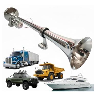 Imagem de Buzina Eletropneumática Caminhão Marítima Carro 45cm 12v/24v