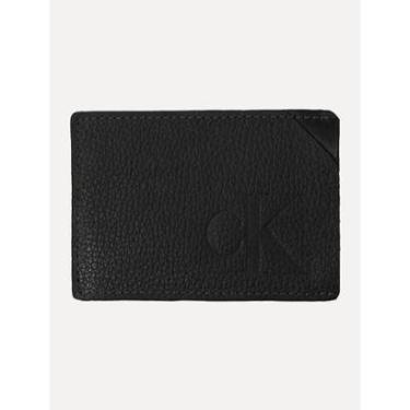 Imagem de Carteira Calvin Klein Jeans Porta Cartão Couro Queima CK Preta-Masculino