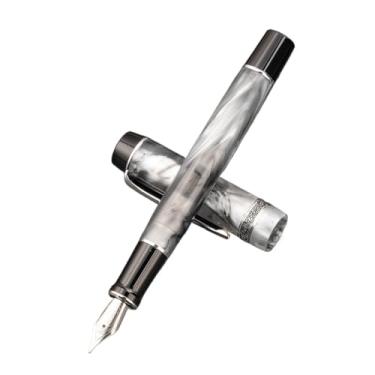 Imagem de AMSOH Caneta-tinteiro acrílica linda cinza irídio EF/F/M caneta de tinta para escritórios (M 0,7-0,8 mm)