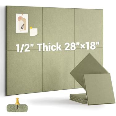Imagem de AkuDecor Quadro de cortiça de 1,27 cm de espessura para escritório, pacote com 6 azulejos de parede de feltro -71 cm x 45,7 cm com abas adesivas seguras, quadro de avisos grande, quadro organizador de