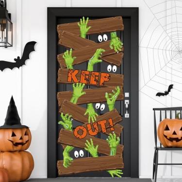 Imagem de Containlol Decorações de quadro de avisos de Halloween, decoração de porta de sala de aula, esqueleto verde, recortes de papel, olhos assustadores, adesivos de parede para quadro-negro escolar, janela