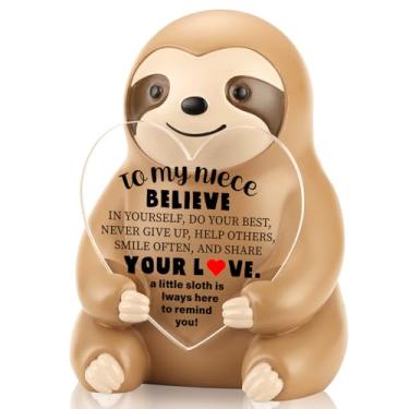 Imagem de PQUCXZ Funny Sloth Figurine Gift for Niece Believe in Yourself, Sentimental Present from Auntie Aunt Uncle, Encouragement Gifts for Kid Adult, Birthday Christmas Graduation Holiday Home Office KSS18