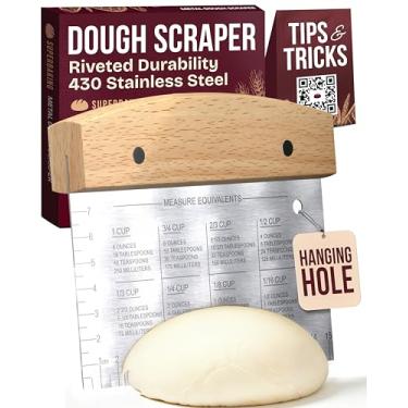 Imagem de Superbaking Raspador de massa – Raspador de madeira de 15 cm – Cortador de massa com régua – Raspador de massa e bolo – Utensílios de cozinha – Utensílios de cozinha – Ferramentas para fazer pão e
