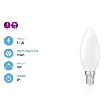 Imagem de Lampada Vela Led Save Milk 4w 2400k E14 Se-375.2327
