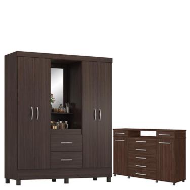 Imagem de Guarda Roupa Casal Lord Com Cômoda London Café - Demóbile