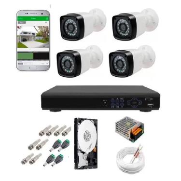 Imagem de Kit Cftv 4 Câmeras Infravermelho Segurança 2mp Full hd 20m Dvr Full Hd