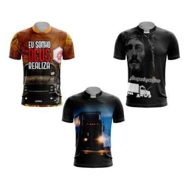 Imagem de Kit 3 Camiseta Caminhão Cara Preta 262 E Chofer Da Estrada - 3F Sports
