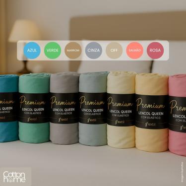 Imagem de Lençol Casal 100% Algodão Com Elástico Decorare Off White