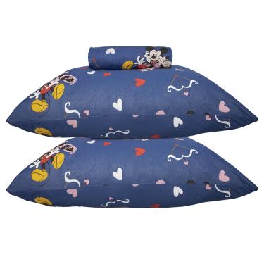 Imagem de Jogo de Lençol KazzaVip Casal Malha Mista 70% Algodão e 30% Poliéster Estampado Disney Minnie Cupido Kids 3 Peças Azul