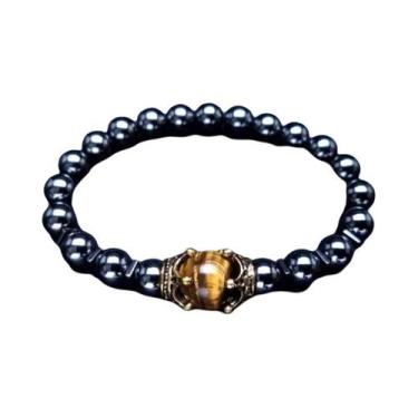 Imagem de Pulseira De Charme Masculina Em Pedra Natural Olho De Tigre Lava Lápis