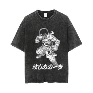 Imagem de Camiseta Unissex Vintage De Algodão Lavado Anime Hajime No Ippo Kamoga