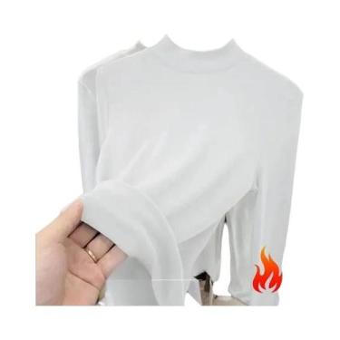 Imagem de Camiseta Térmica Feminina De Fleece Macio, Veludo Dupla Face, Gola Mei