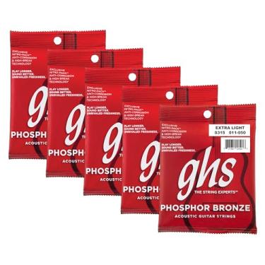 Imagem de GHS Strings – Cordas de violão acústico bronze fosforoso – quente, tom rico, equilibrado e de longa duração – para acústica, estilo de dedo, dedilhado, country, rock, conjunto S315 (GG) calibre extra