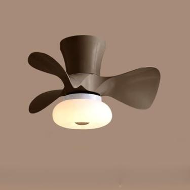 Imagem de Ventilador de teto silencioso para quarto infantil com iluminação, controle remoto e luminária integrada para sala de estar, restaurante e quarto infantil (marrom).