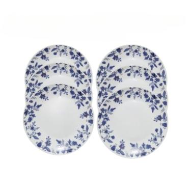 Imagem de Jogo de 6 Pratos Rasos Decorados Opaline - Ideal para Sobremesa, Café e Mesa de Cozinha, Louças Elegantes para Casa