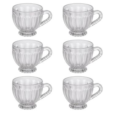 Imagem de Conjunto 6 Xícaras 200ml Chá Café Cristal Luxuoso Vidro Transparente