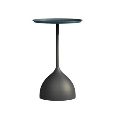 Imagem de Mesa lateral redonda de sofá, mesa pequena de metal para sala de estar, lanches para espaços pequenos, quarto, sala de estar, café e sala de estar, mesa de café pequena (preto)