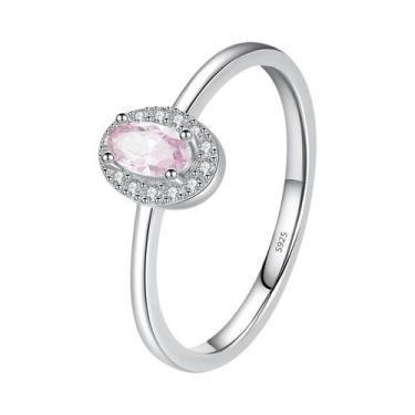 Imagem de Anel Oval De Zircônia Arco-Íris Em Prata Esterlina 925 Para Mulheres, 