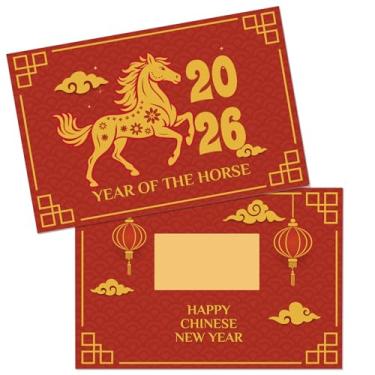 Imagem de ALIBBON 30 Counts Chinese New Year 2026 Scratch Off Fortune Cards 2026 Year of The Horse Party Favors Supplies Chinese Spring Festival Lunar New Year Gifts Party Decorations(1 Horse)