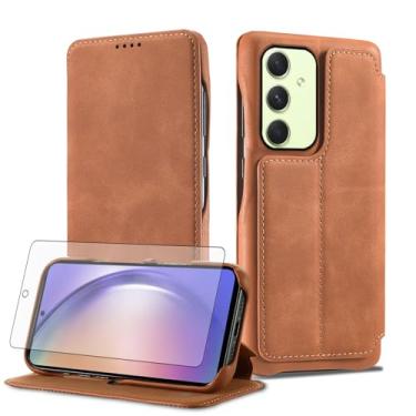 Imagem de Asuwish Capa de celular para Samsung Galaxy A54 5G carteira celular com protetor de tela de vidro temperado e flip couro PU porta-cartões de crédito acessórios A545G A 54 54A 4G G5 SM A546U mulheres