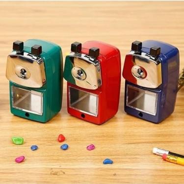 Imagem de Apontador de Mesa Manual para Lápis com Manivela e Depósito Coletor - Resistente para Escola, Escritório e Atividades Artísticas(ALEATORIO,grange（65 * 120mm）)