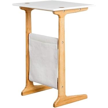 Imagem de Mesa pequena, mesa de centro para sala de estar com prateleira inferior de armazenamento, moldura de ferro de ângulo durável, decoração de casa rústica móveis vintage