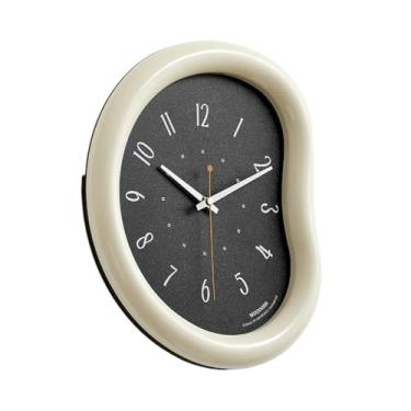 Imagem de KHUTRW3D Relógio de parede de cozinha 26 * 30 cm silencioso sem tique-taque operado por bateria rústico costeiro relógio decorativo para banheiro cozinha quarto decoração (preto)
