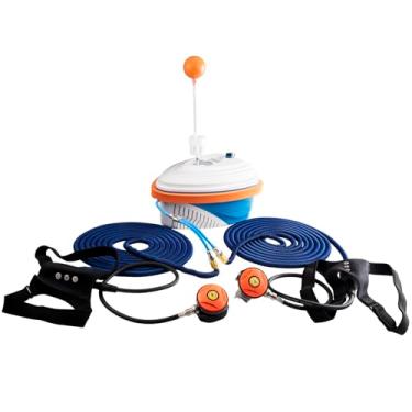 Imagem de GOYOJO Sistema de narguilé de mergulho portátil sem tanque com bateria de 132.000 mAh, tempo de execução de 7-10H, respiradores duplos de 15 a 18 metros de profundidade para pesca submarina