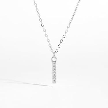Imagem de 1 colar de diamante completo banhado a prata com letras A-Z para mulheres, joia fina, presente para mamãe, 41+6cm, Cobre, Sem Pedra Preciosa