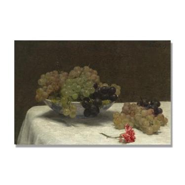 Imagem de NHLDZYH Tela vintage de frutas mortas, impressão de estilo de pintura a óleo vintage, decoração de jantar de fazenda C13. 50 x 75 cm. Somente tela