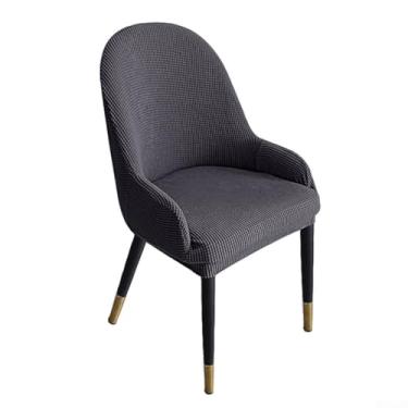 Imagem de Capa de cadeira de jantar semicircular de veludo com ajuste de elastano de poliéster de alta elasticidade, capa curva para encosto para cadeiras de cozinha, banquete ou hotel, lavável na máquina em
