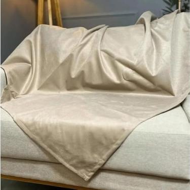 Imagem de Manta para Sofá em Suede Aveludado Liso Protetora Decorativa Vários Tamanhos(Bege,2 Lugares (1,40x1,40m))