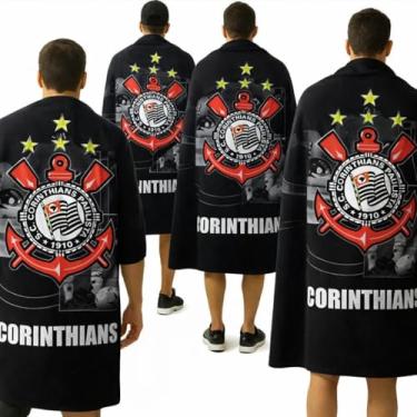 Imagem de toalha de banho grande 1,40x70cm praia piscina time corinthians gaviões da fiel