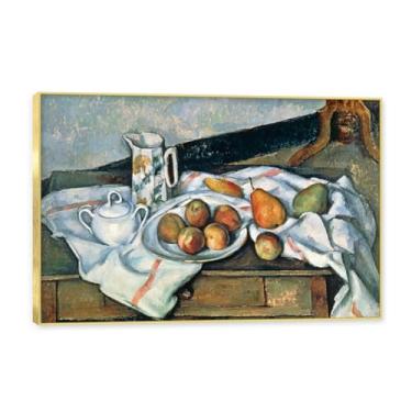 Imagem de NHLDZYH Moldura dourada. Arte de parede vintage - natureza morta com frutas - quadro de tela de estilo clássico - pintura de natureza morta com moldura decorativa. C27. 60 x 90 cm.