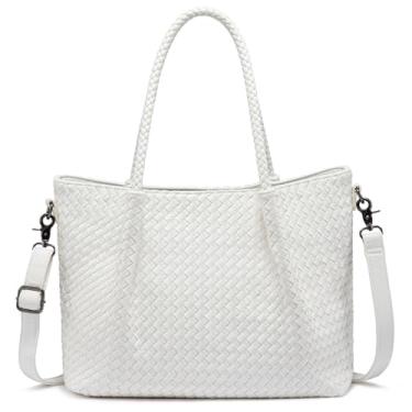 Imagem de LOVEVOOK Bolsa tiracolo feminina de couro vegano para viagens e trabalho, Branco, Large