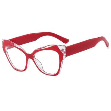 Imagem de JRLLFD Óculos de grau retrô oval para mulheres, óculos legais e fofos para mulheres (vermelho)
