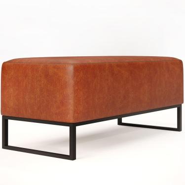 Imagem de Puff Decorativo Para Sala de Estar Cléo W01 Base de Ferro 90 cm Couríssimo Camel - Lyam Decor