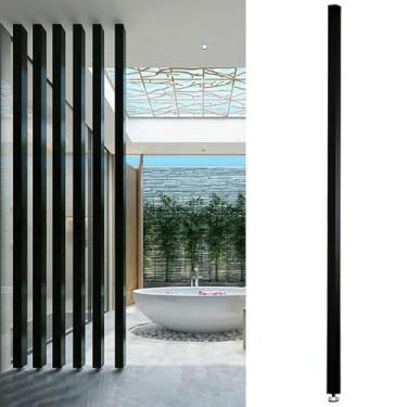 Imagem de Coluna divisória de madeira preta de altura ajustável – Cerca divisória moderna independente de 2,4 m a 60 m, ideal para separação de espaço de casa e escritório (1 peça, 2,88 pés)