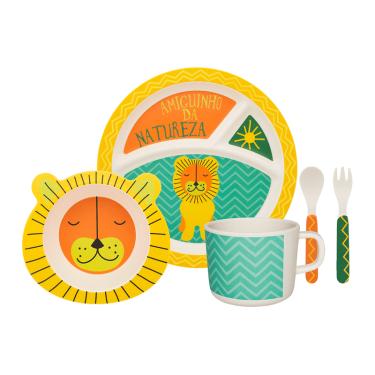 Imagem de Conjunto Refeição Infantil 5 Peças Leãozinho - Oxford