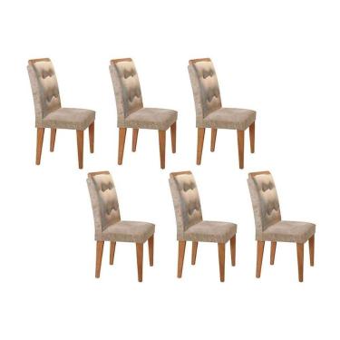 Imagem de Cadeira De Cozinha Imperatriz Kit 6 Un Capuccino Suede Capuccino Rufato