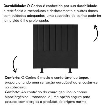 Imagem de Cabeceira Estofada Cama Casal 140 Cm Luna Corino E Frame Preto