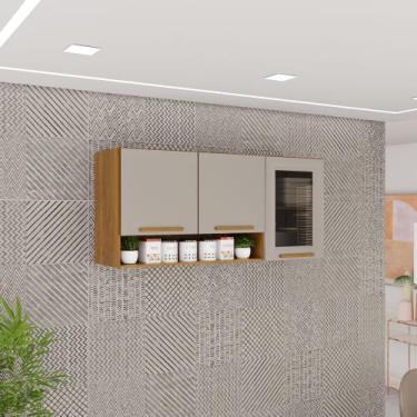 Imagem de Armário Aéreo 3 Portas Vidro Fumê Bella - Sallêto Móveis