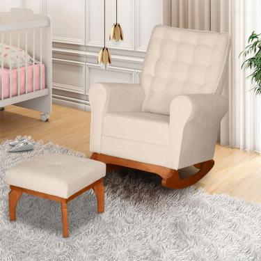 Imagem de Poltrona Amamentacao Paris Balanco Com Puff Movellu Home