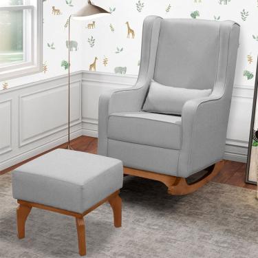 Imagem de Poltrona Amamentacao Retro Balanco Com Puff Movellu Home