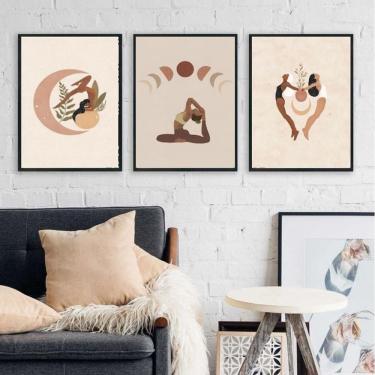 Imagem de Kit 3 Quadros Decorativos Yoga Boho 33X24Cm