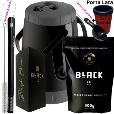 Imagem de Kit Completo Tereré Black Erva Mate Garrafa térmica Unitermi Copo Inox