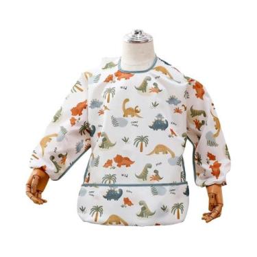 Imagem de Babador De Manga Longa Impermeável Em Poliéster Para Bebês Com Bolso -